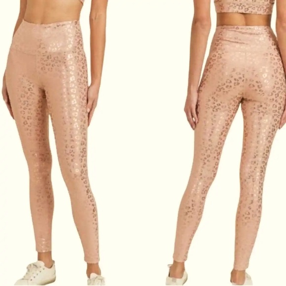 ZYIA Pants - ZYIA gold metallic leopard Light N Tight High rise 7/8 24” leggings. Sz-4 NWT N7